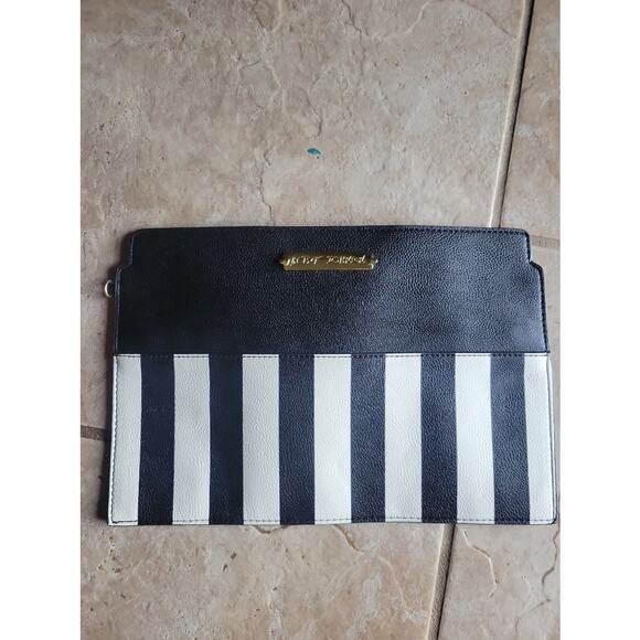 Betsey Johnson Vintage Halloween Clutch Black White Stripe Watching Eyes Heart - Picture 2 of 3